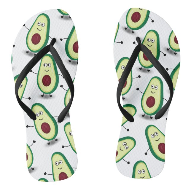 Cute Avocado Cartoon Pattern Flip Flops (Footbed)
