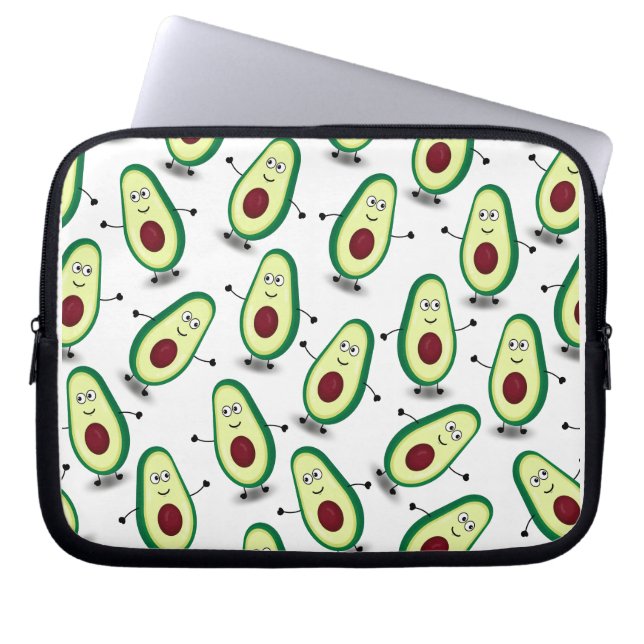 Cute Avocado Cartoon Pattern Laptop Sleeve (Front)