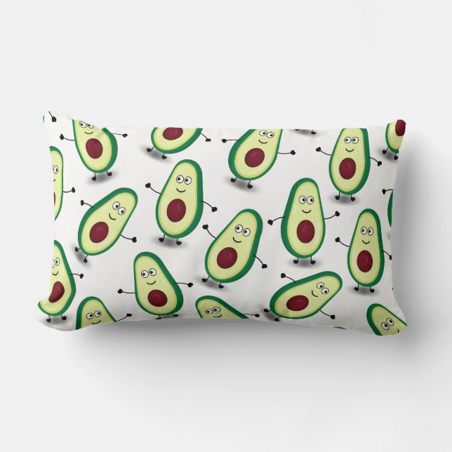 Cute Avocado Cartoon Pattern Pillow (Front)