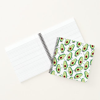 Cute Avocado Cartoon Pattern Spiral Notebook
