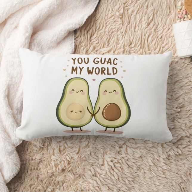 Cute Avocado Couple Lumbar Cushion (Blanket)