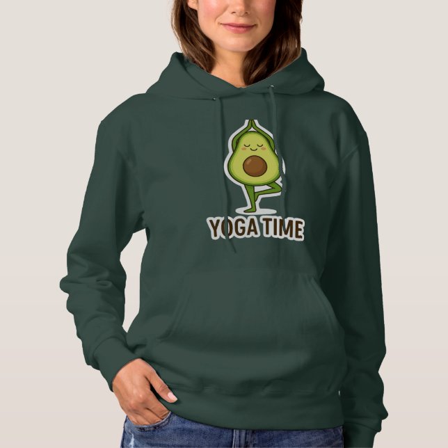 Cute Avocado Doing Yoga Sticker  Hoodie (Front)