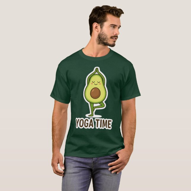 Cute Avocado Doing Yoga Sticker  T-Shirt (Front Full)