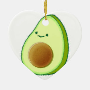 Cute Avocado Drawing Ceramic Tree Decoration