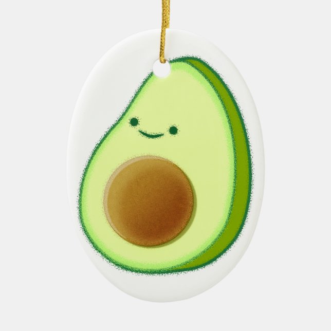 Cute Avocado Drawing Ceramic Tree Decoration (Front)