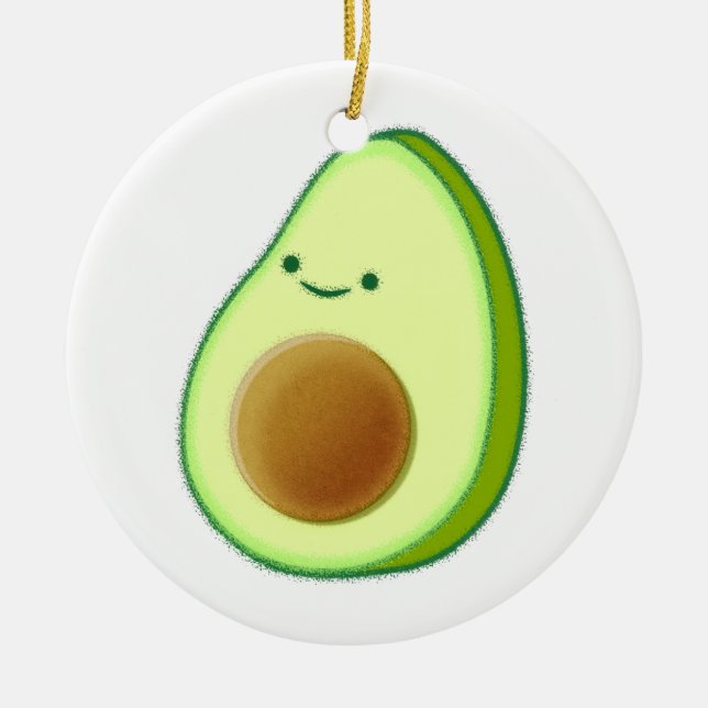 Cute Avocado Drawing Ceramic Tree Decoration (Front)
