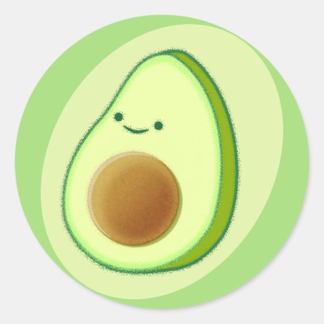 Cute Avocado Drawing Classic Round Sticker (Front)