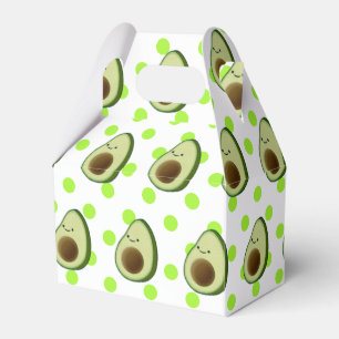 Cute Avocado Drawing Green Polka Dots Favour Box