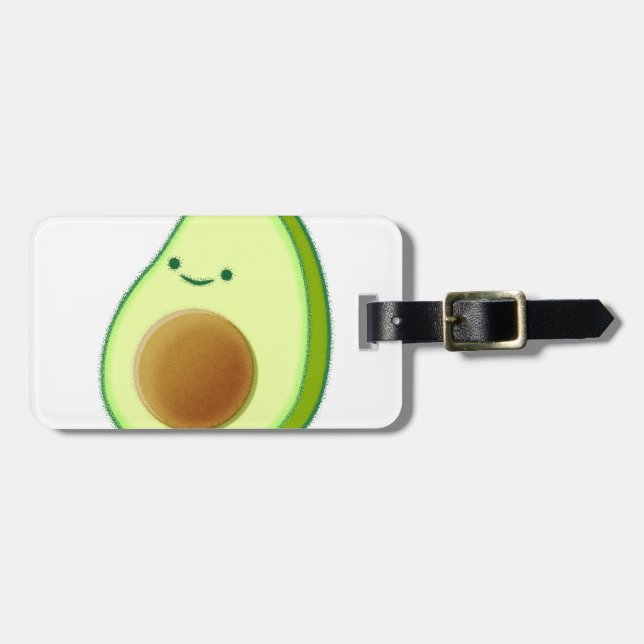 Cute Avocado Drawing Luggage Tag (Front Horizontal)