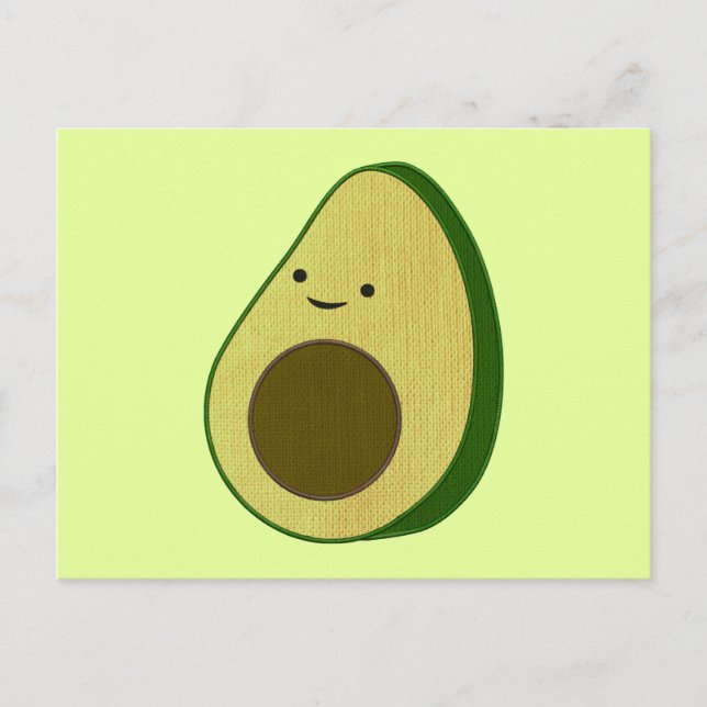 Cute Avocado Drawing Simulated Embroidery Postcard (Front)