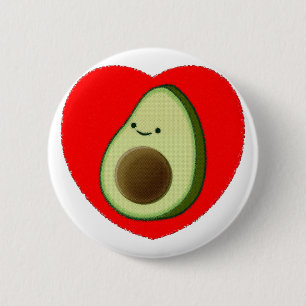 Cute Avocado In Red Heart 6 Cm Round Badge