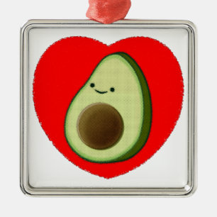 Cute Avocado In Red Heart Metal Tree Decoration