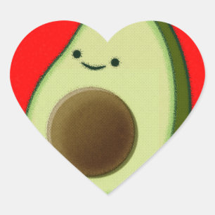 Cute Avocado In Red Heart Sticker