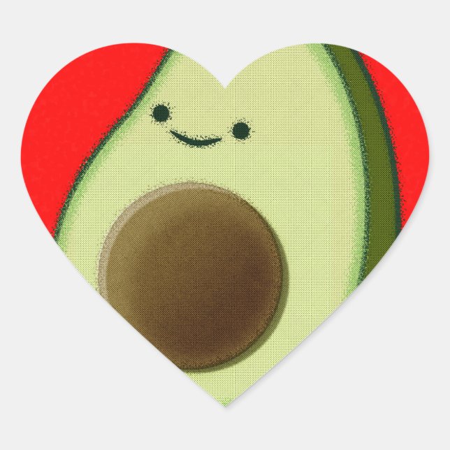 Cute Avocado In Red Heart Sticker (Front)