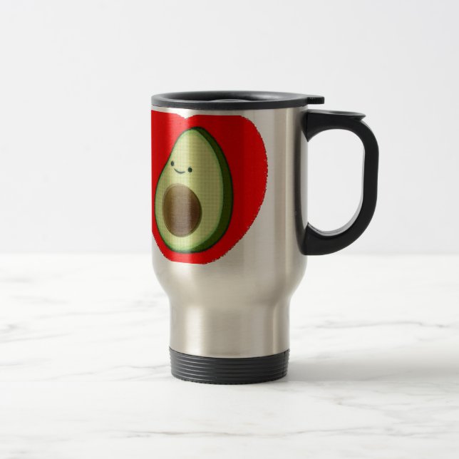 Cute Avocado In Red Heart Travel Mug (Right)