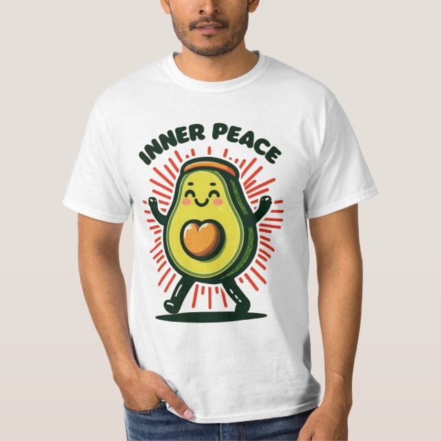 Cute Avocado "Inner Peace" Funny Yoga T-Shirt (Front)