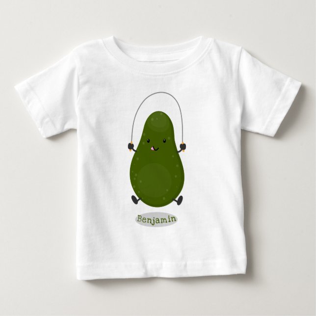 Cute avocado jump rope cartoon illustration baby T-Shirt (Front)