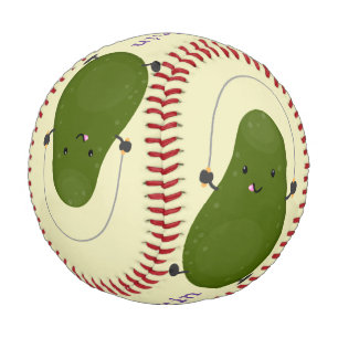 Cute avocado jump rope cartoon illustration baseball