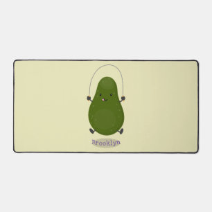 Cute avocado jump rope cartoon illustration desk mat