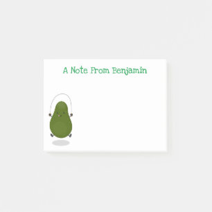 Cute avocado jump rope cartoon illustration post-it notes