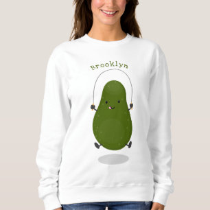 Cute avocado jump rope cartoon illustration sweatshirt