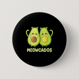 Cute Avocado Kitten Pun Funny Kawaii Food Animal W 6 Cm Round Badge