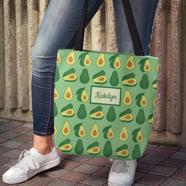 Cute Avocado Lover Custom Green Tote Bag (Creator Uploaded)