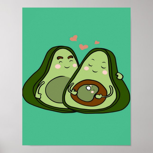 Cute Avocado Mummy | Cute Family | Mummy and Baby  Poster (Front)