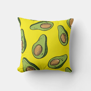 Cute Avocado Pattern Throw Pillow - Vibrant Yellow