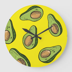 Cute Avocado Pattern Wall Clock - Vibrant