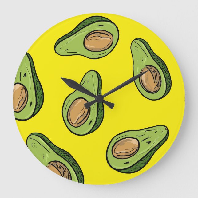 Cute Avocado Pattern Wall Clock - Vibrant (Front)