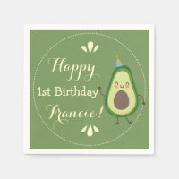 Cute Avocado Personalise Colourful 1st Birthday