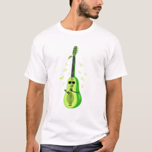 Cute Avocado Playing Guitar Acoustic Electric Musi T-Shirt