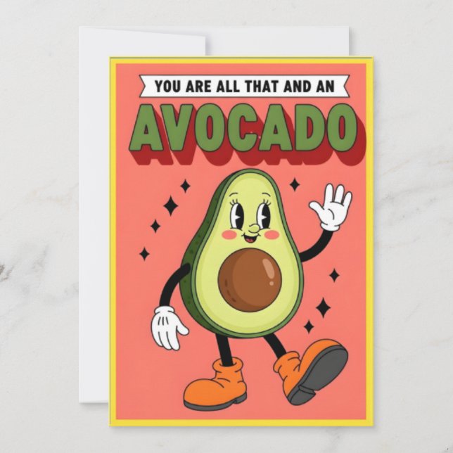 Cute Avocado Pun You Are All That And More Cartoon Thank You Card (Front)