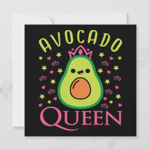 Cute Avocado Queen with Heart Keto Girl Cooking Invitation