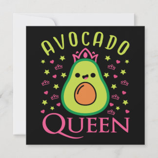 Cute Avocado Queen with Heart Keto Girl Cooking Invitation