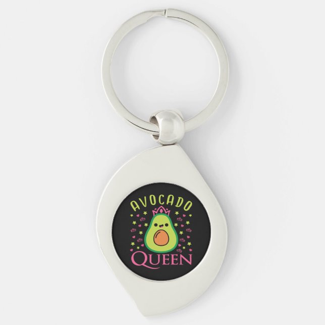 Cute Avocado Queen with Heart Keto Girl Cooking  Key Ring (Front)