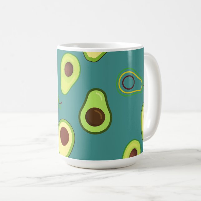 Cute Avocado slice summer Green gradient Pattern Coffee Mug (Front Right)