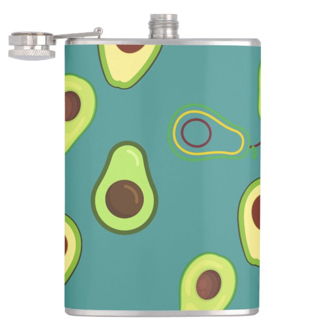 Cute Avocado slice summer Green gradient Pattern Hip Flask (Opened)