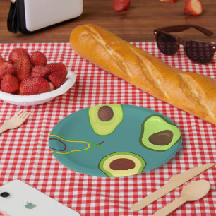 Cute Avocado slice summer Green gradient Pattern Paper Plate