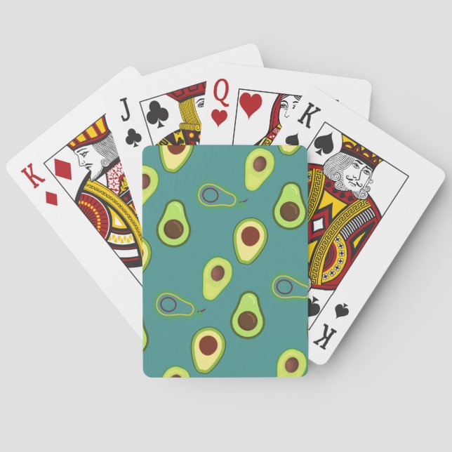 Cute Avocado slice summer Green gradient Pattern Playing Cards (Back)