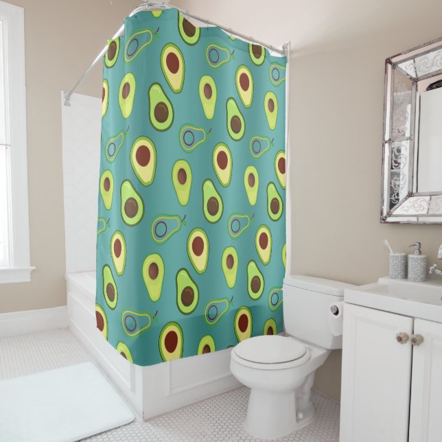 Cute Avocado slice summer Green gradient Pattern Shower Curtain (In Situ)