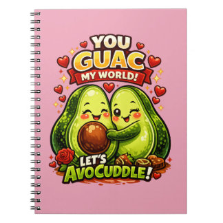 Cute Avocado Valentine’s Love Design, kawaii Love Notebook