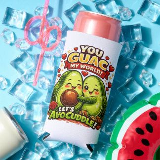 Cute Avocado Valentine’s Love Design, kawaii Love Seltzer Can Cooler