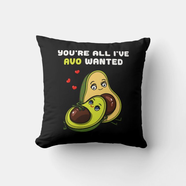 Cute Avocado Vegan Avo Wanted Joke Cushion (Front)