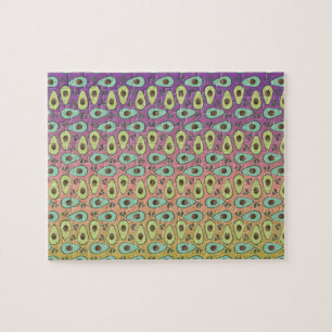 Cute Avocados and Rainbow Ombre  Gradient Jigsaw Puzzle