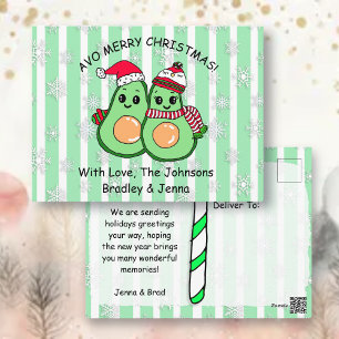 Cute Avocados Personalised Christmas Postcard