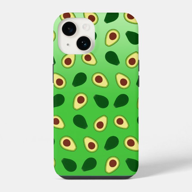 Cute Avocados slice summer green gradient Pattern iPhone Case (Back)