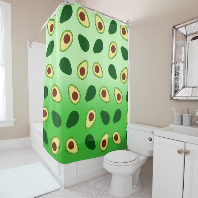 Cute Avocados slice summer green gradient Pattern Shower Curtain (In Situ)