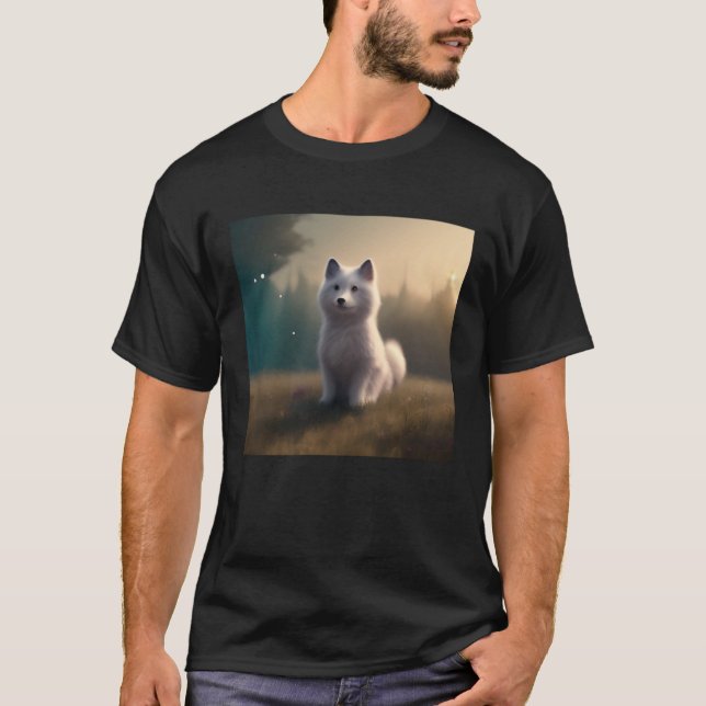 Cute Awesome Fluffy Dog  Samoyed Husky Sheepdog Pu T-Shirt (Front)